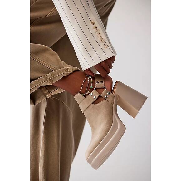 ree People Hybrid Harness Suede Platform Booties in Grey Diamond Size 6.5 - Picture 5 of 12